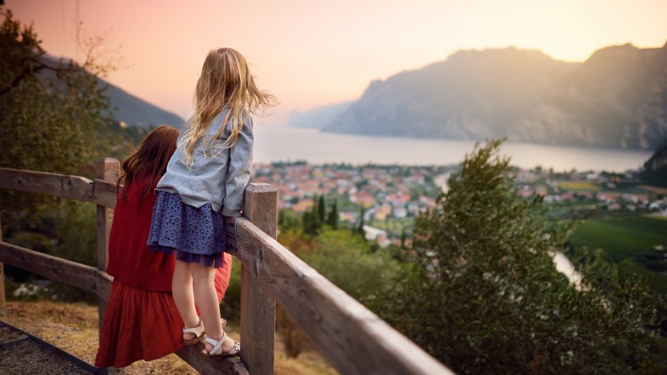 Two Girls Overlooking Lake Garda Family Travel